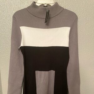 Ashley Stewart black, grey and white color block dress